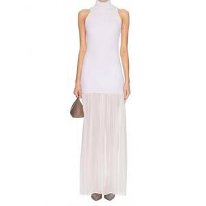 NEW ENZA COSTA airy halter turtleneck dress in mist